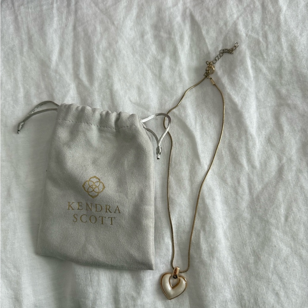 Kendra Scott Gold and White Heart Pendant Necklace